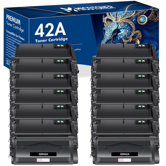 MICOTONER 12-Pack Compatible Toner Cartridge for HP Q5942A 42A Laser Jet 4200 4300 4240 4250 4350 4345 Printer (Black)