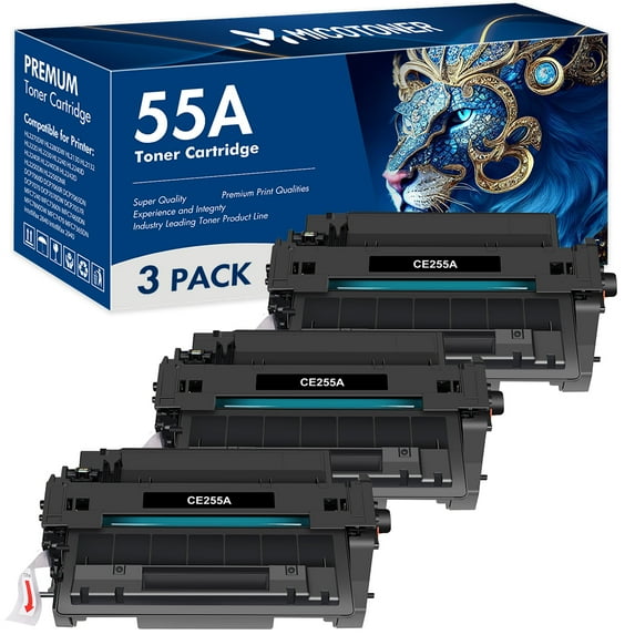 MICOTONER 3-Pack Compatible Toner Cartridge for HP CE255A 55A LaserJet P3015Dn P3015x MFP M525f M525dn M521dn M521dw Printer (Black)