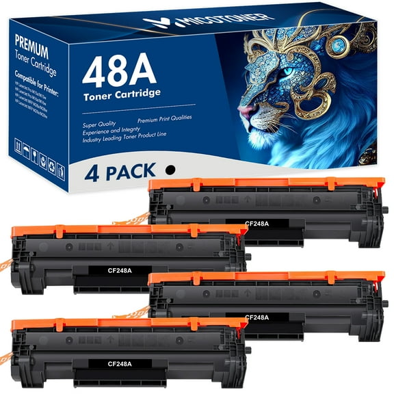 MICOTONER 4-Pack Compatible 48A Toner Replacement for HP 48A CF248A Toner Cartridge for HP Laserjet Pro M15w MFP M28w M29w M15a M28a M29a M16w M16a(Black)