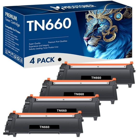 MICOTONER 4-Pack Compatible Toner Cartridge for Brother TN-660 Work with HL-L2305W HL-L2360DN HL-L2365DW DCP-L2500D DCP-L2520DW DCP-L2560DW Printer (Black)