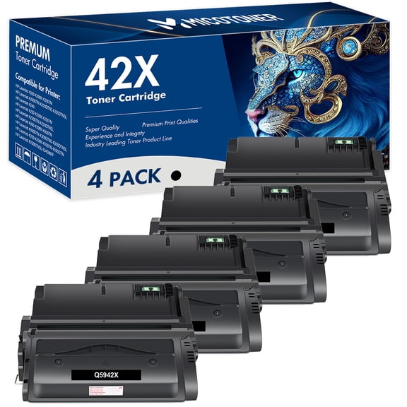 MICOTONER 4-Pack Compatible Toner Cartridge for HP Q5942X 42X Work with HP LaserJet 4200dtn 4300dtn 4250dtn 4350dtn 4345mfp Printer (Black)