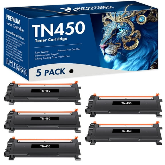 MICOTONER 5-Pack Compatible Toner Cartridge High Capacity for Brother TN 450 TN-450 TN-420 Work with HL-2250DN HL-2240 HL-2220 MFC-7240 7360 7360N 7460DN DCP-7060D DCP-7070DW Printer Ink(Black)