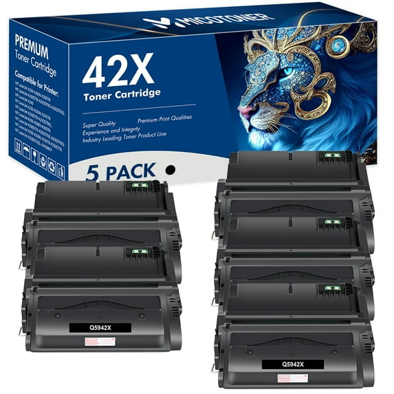 MICOTONER 5-Pack Compatible Toner Cartridge for HP Q5942X 42X Laser Jet 4200 4300 4240 4250 4350 4345 Printer (Black)