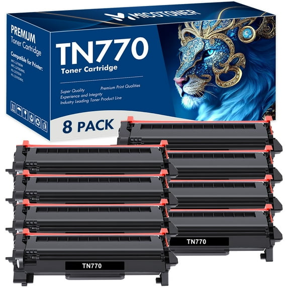 MICOTONER 8-Pack Compatible Toner Cartridge for Brother TN-770 TN770 MFC-L2750DW MFC-L2750DWXL HL-L2370DW HL-L2370DWXL Printer (Black)