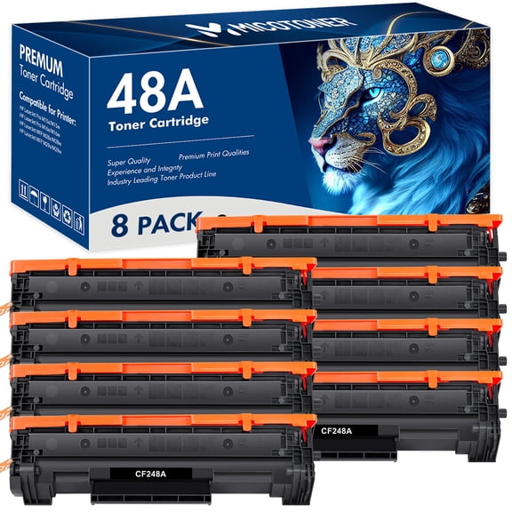 MICOTONER 8-Pack Compatible Toner Cartridge for HP CF248A 48A LaserJet Pro M15A M15W M16A M16W LaserJet MFP M28A M28W M29A Printer (Black)