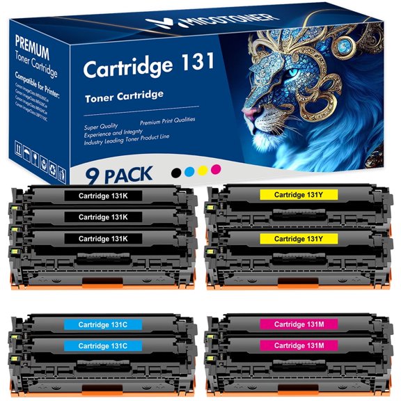MICOTONER 9-Pack Compatible Toner Cartridge for Canon 131IIK Work with Canon imageClass MF624Cw MF8280Cw MF628Cw LBP7110Cw Printer (3*Black,2*Cyan,2*Magenta,2*Yellow)