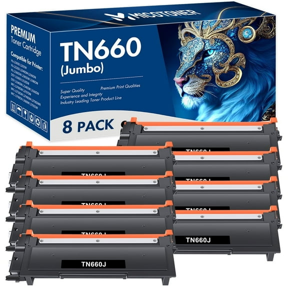 TN660 Toner Cartridge High Yield Compatible for Brother TN-660 TN660 TN630 HL-L2360DW HL-L2365DW HL-L2380DW DCP-L2500D DCP-L2540DN DCP-L2540DW MFC-L2680W MFC-L2685DW MFC-L2705DW (Black 8-Pack)