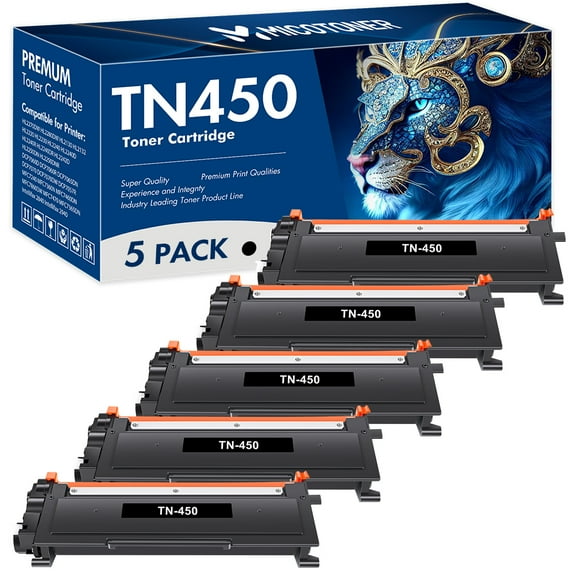 MICOTONER Compatible Toner Cartridge Replacement for Brother TN-450 TN450 TN420 TN-420 for HL-2270DW HL-2280DW HL-2230 HL-2240 MFC-7860DW MFC-7360N DCP-7065DN 7070DW 7070DWR(Black 5-Pack)