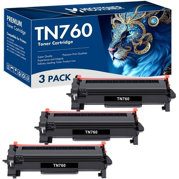 MICOTONER Compatible Toner Cartridge for Brother TN-760 HL-L2350DW HL-L2370DW HL-L2395DW DCP-L2550DW MFC-L2710DW MFC-L2750DW Printer (Black 3-Pack)