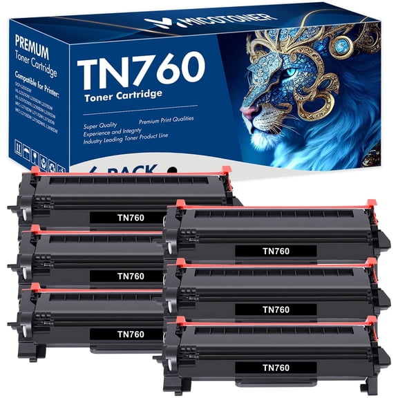 MICOTONER TN730 TN760 Toner Cartridge Compatible for Brother TN-760 TN730 TN-730 HL-L2350DW HL-L2390DW DCP-L2550DW MFC-L2750DW MFC-L2710DW MFC-L2690DW (Black 6-Pack)