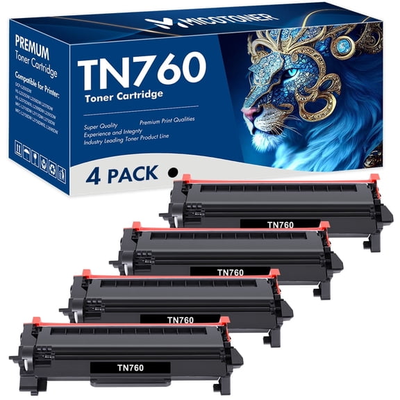 MICOTONER TN760 Toner Cartridge Compatible for Brother TN-760 TN730 TN760 for Brother DCP-L2550DW HL-L2370DW HL-L2395DW MFC-L2710DW MFC-L2750DW HL-L2390DW (Black, 4-Pack)