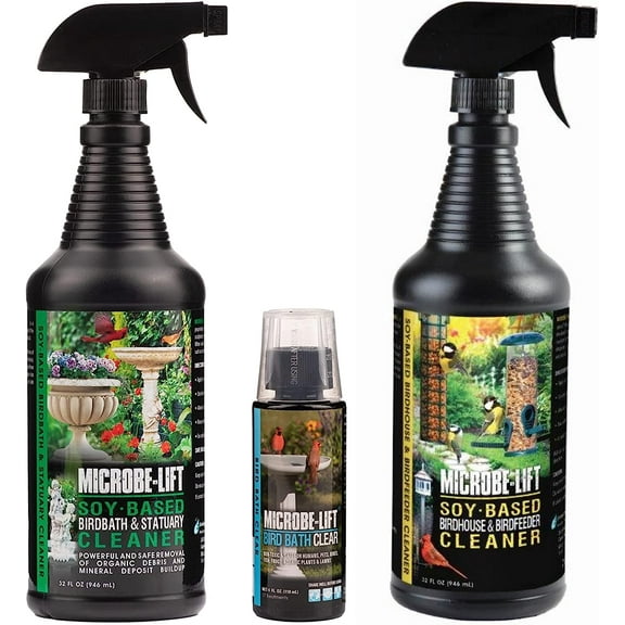 MICROBE-LIFT BBBEC Bird Bath Clear Water and Surface Treatment for Outdoor Birdbaths and Fountains, Soy-Based Birdbath and Statuary Cleaner, Soy-Based Birdhouse & Birdfeeder Cleaner Bundle