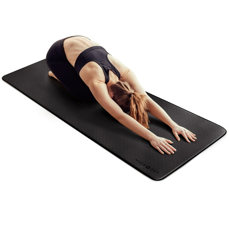 MICRODRY Multi Purpose Fitness Mat 12mm Padded Skid Tear Resistant 24 x 72 Black