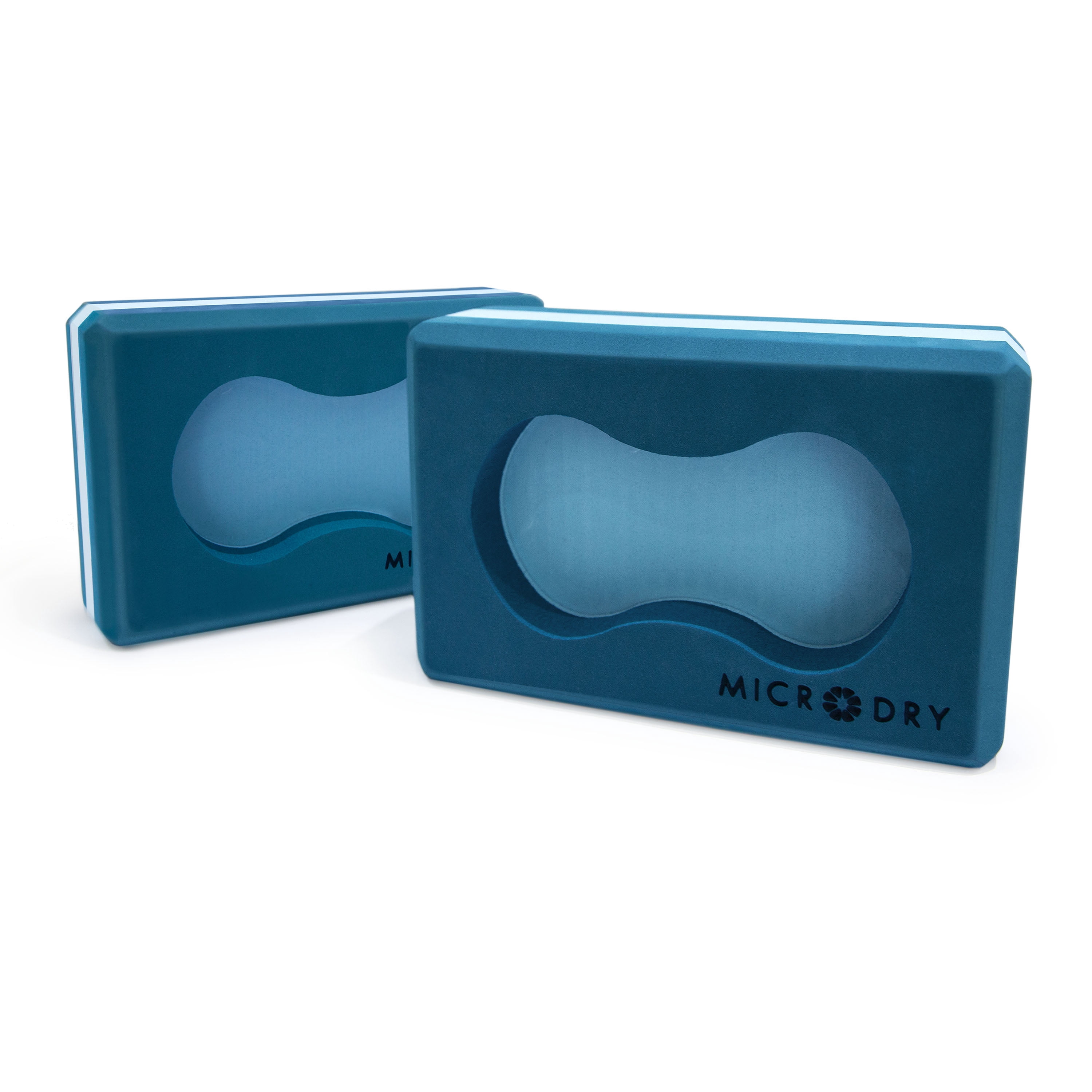 Microdry Blue Non Slip High Density Foam Pilates and Yoga Block Set, 2 Count