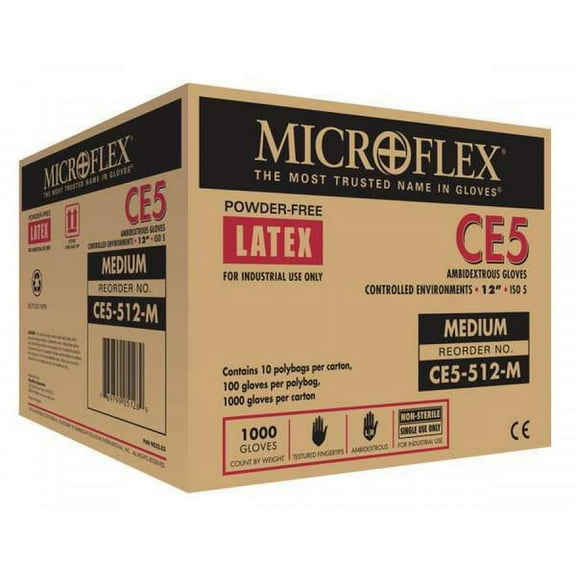MICROFLEX Disposable Gloves, Powder Latex Free, Medium, PK1000 CE5-512-M