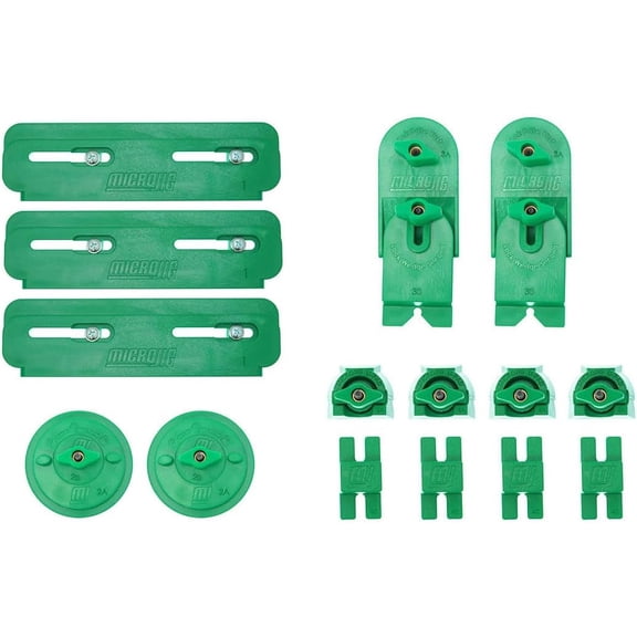 MICROJIG MatchFit CNC Clamping Kit, Workholding Hold Down Clamps for Woodworking, CN-P1234K11, 11 Piece Set, Green
