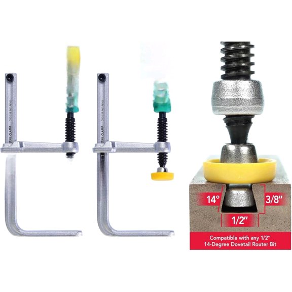 MICROJIG MatchFit Dovetail Clamps, Woodworking Track System Tools, DVC-538K2, 2-Pack, Yellow/Green$$Tools & Hardware Other