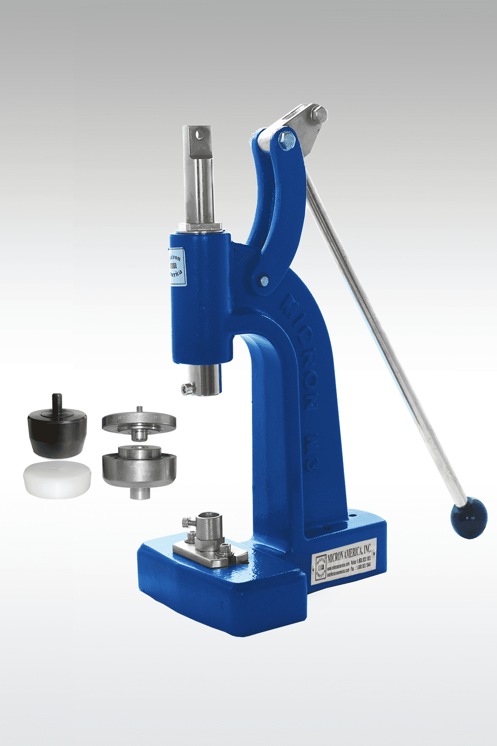 MICRON M-3 Fastener Attaching Machine With #12 Round Curtain Grommet Dies & #12 Black Painted Plain GW