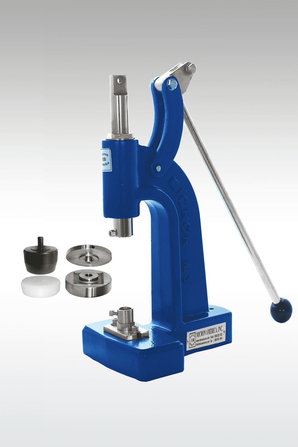 MICRON M-3 Fastener Attaching Machine With #12 Round Curtain Grommet Dies & #12 Satin Plain GW