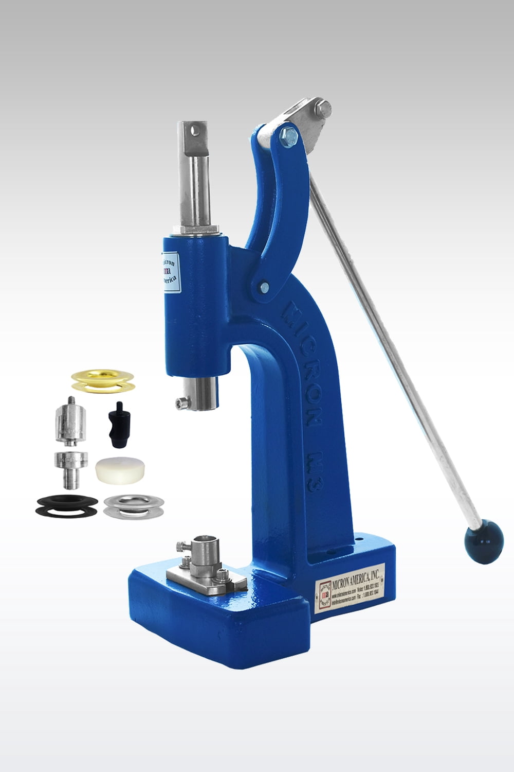 MICRON M-3 Machine, #6 Dies, #6 Hole Cutter & #6 Brass Plated Sheet Metal Grommets with Plain Washers (144 pcs of each)
