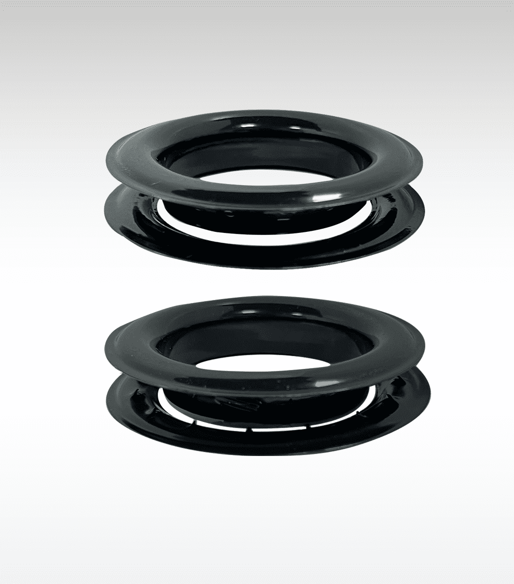 MICRON Round #12 Brass Curtain Grommets and Plain Washers Black Painted Finish