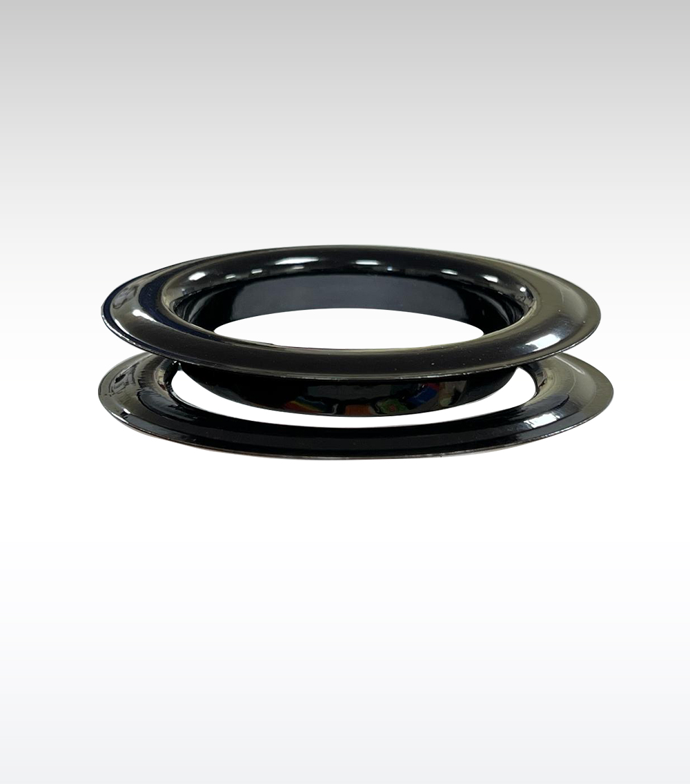 MICRON Round #18 Brass Curtain Grommets and Washers Black Painted Finish