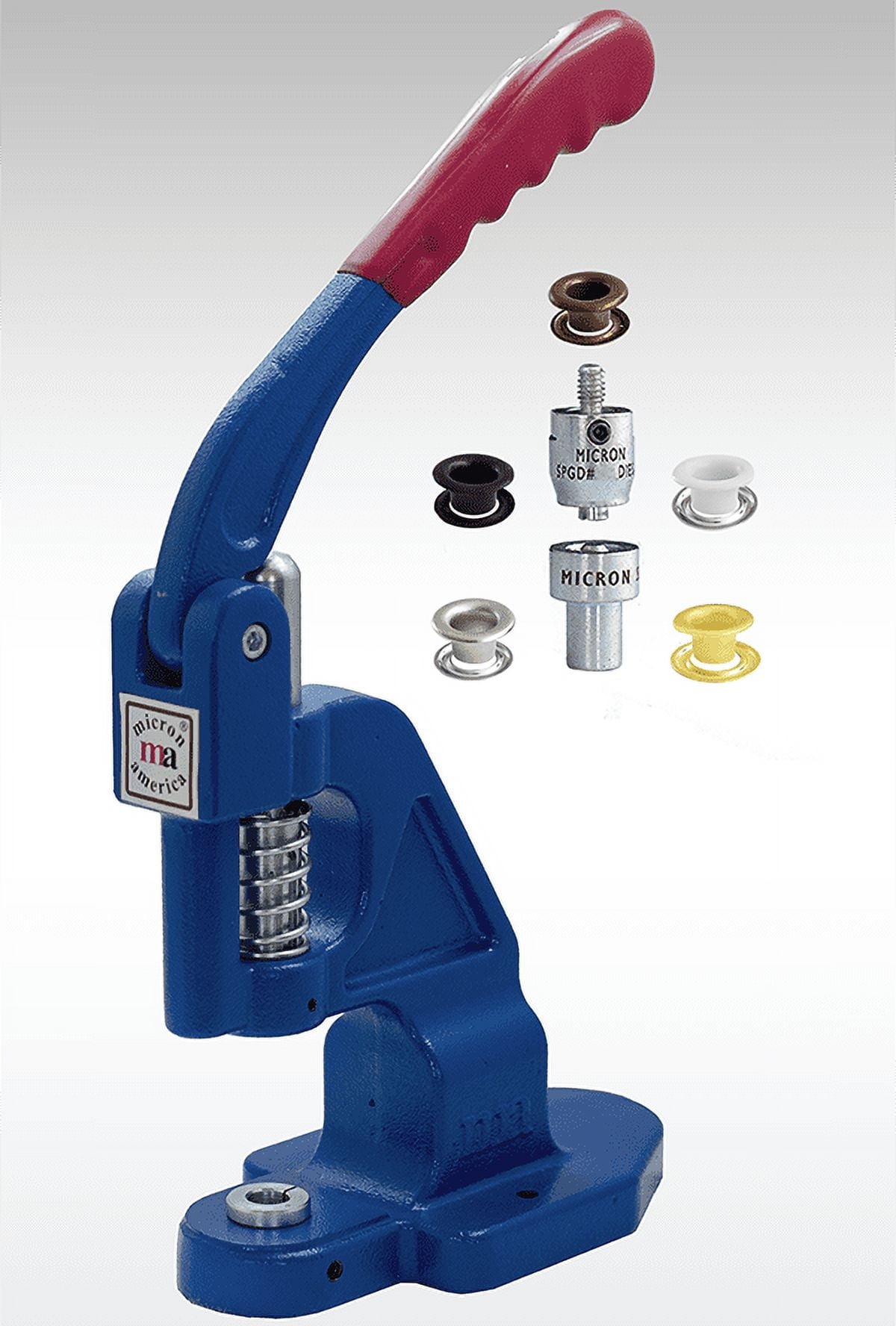 MICRON TEP-1 Fastener Attaching Machine with #0 Self-Piercing Dies and #0 Black Painted Self-Piercing Grommets and Washers
