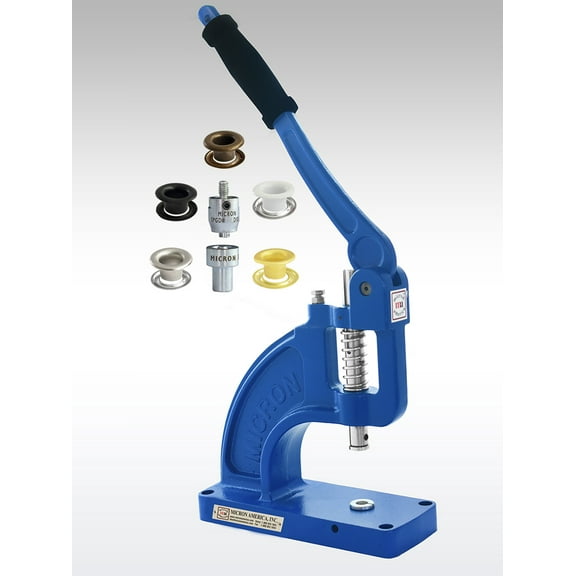 MICRON TEP-3 Fastener Attaching Machine with #1.7 Self-Piercing Dies and #1.7 White Painted Self-Piercing Grommets and Washers