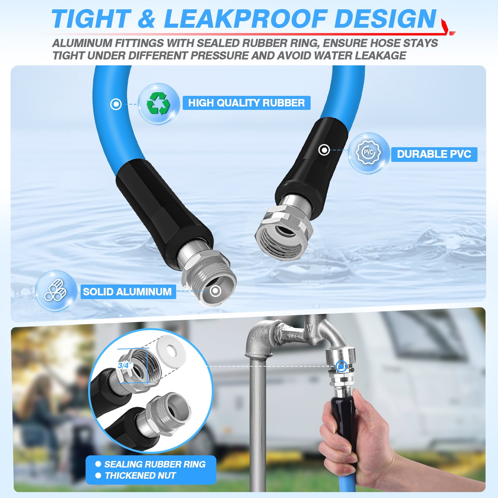 MICTUNING 35FT RV Drinking Water Hose, 5/8" Fresh Water Hose Anti Kink