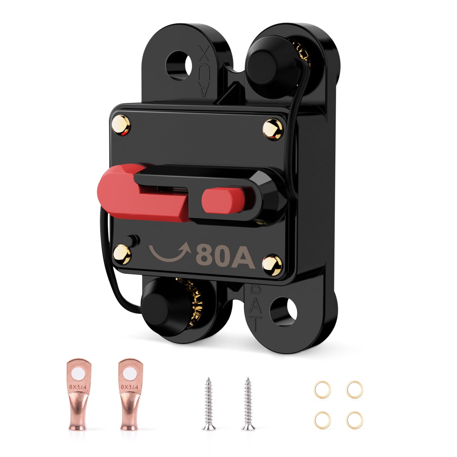 MICTUNING 80 Amp Circuit Breaker with Manual Reset Switch, Waterproof Protective Cover for Car Marine Trolling Motors Boat ATV RV Truck Yaht Battery, 12-32V DC