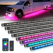 MICTUNING N8 RGBW Underglow Light Bars for RVs, App/Remote Control, Aluminum Housing Waterproof, Exterior Neon Accent Underbody LED Light strips, w/ 2pcs 11.4ft Extension Cords