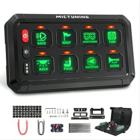 MICTUNING RGB 8 Gang Switch Panel, Multifunction Auxiliary Switch Pod Momentary Strobe Circuit Control Box