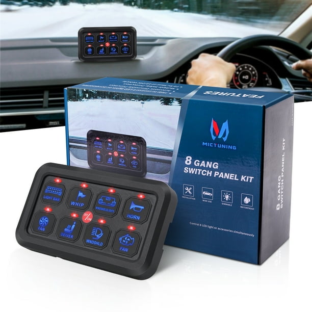 MICTUNING Universal 8 Gang Switch Panel, Automatic Dimmable Switch
