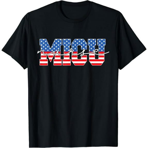 MICU Nurse US Flag Patriotic 4th Of July Vintage T-Shirt