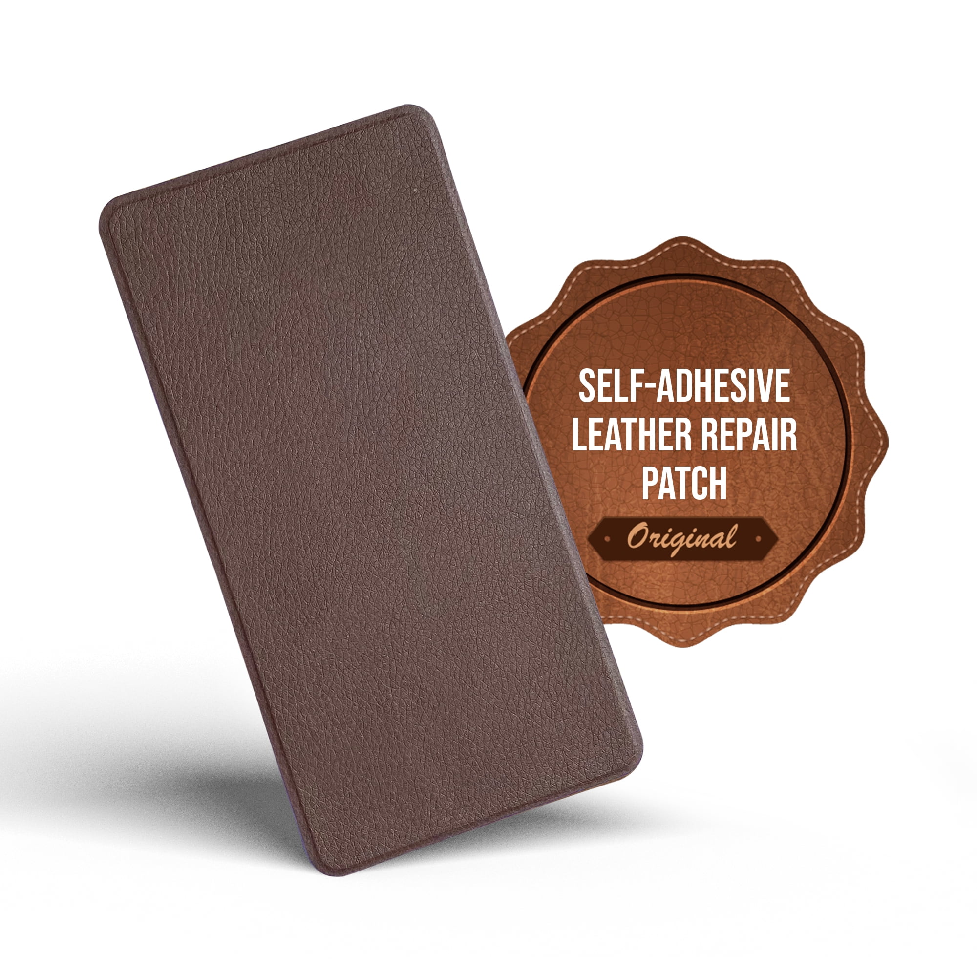 MID-BROWN Instant MastaPlasta Leather Repair Patch, Self-Adhesive Premium Leather Repair Patch for Upholstery. Large 8 x 4 in (20 x 10 cm). Sofa, Car Seat, Bags. Pressed edge for neatest finish.