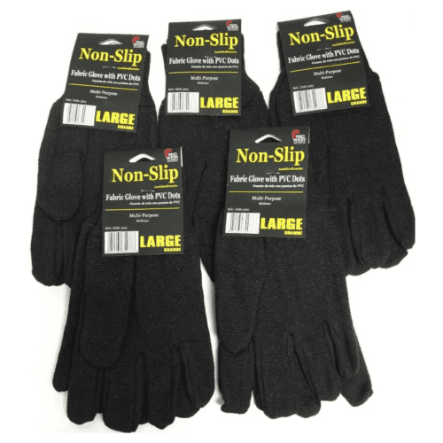 MID WEST Large Non-slip Fabric Gloves With PVC Dots Pack of 5