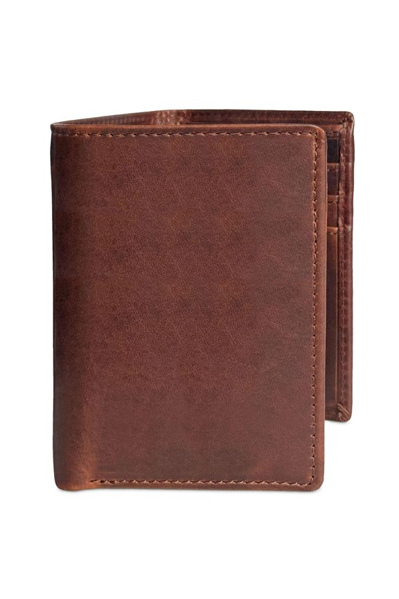 Classic Trifold Wallet for Men, RFID Blocking, Double Bill Compartment, Full Grain Cowhide Leather Wallet, Vintage Brown Y101