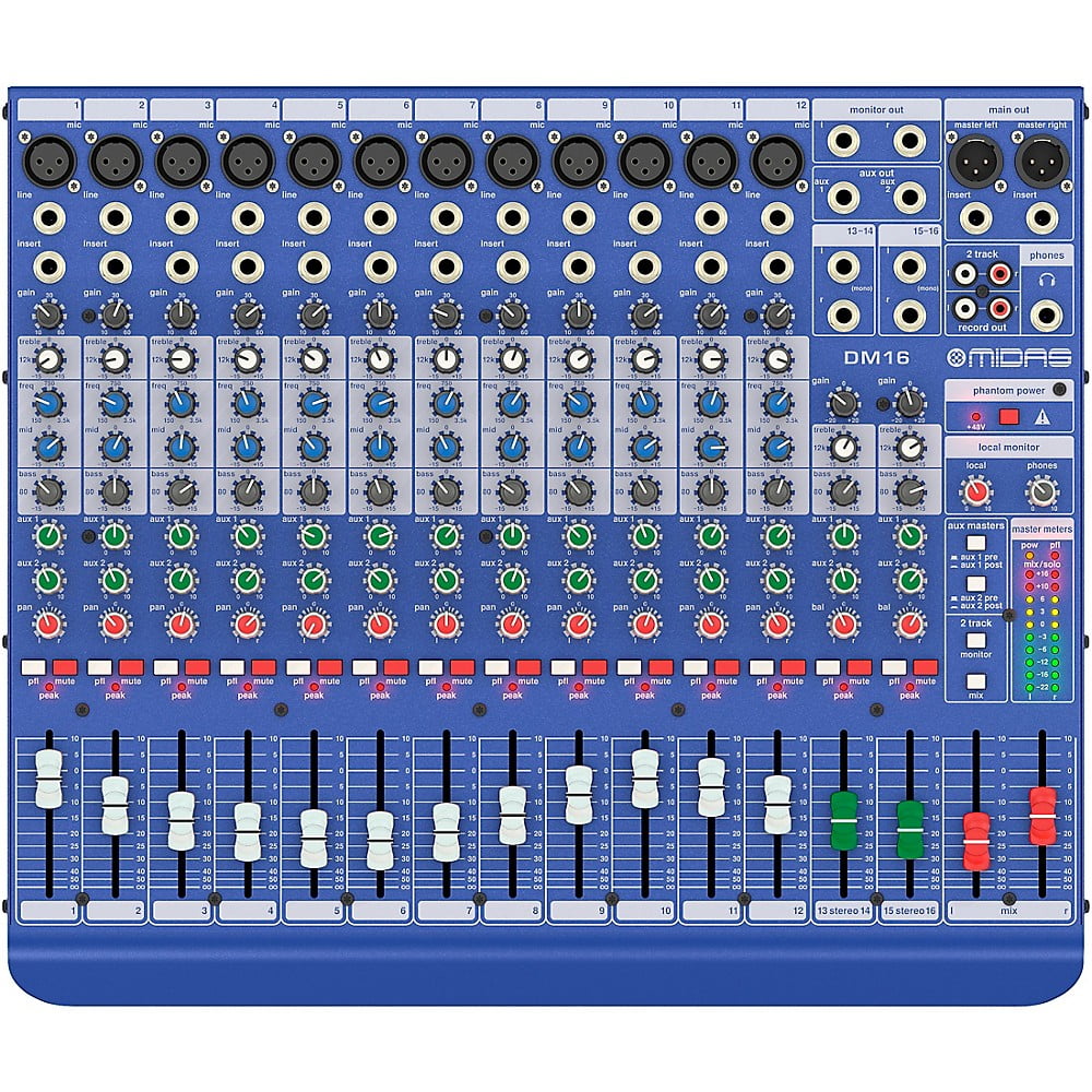 MIDAS DM16 16 Input Analogue Live and Studio Mixer w/MIDAS Microphone Preamplifiers