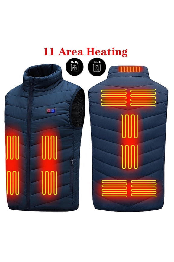 Electric Heated Vest Adjustable Temp 11 Heating Zones USB Heated Coat Winter Hooded Jacket Men Women