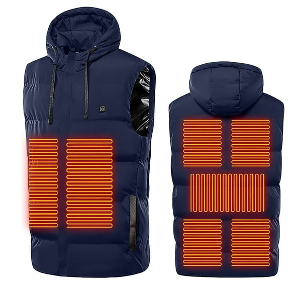 MIDCKE Heated Vest for Men and Women, 7 Heating Zones USB Charging Vest Hooded Zipper Body Warmer Jacket with Pockets Heating Clothes
