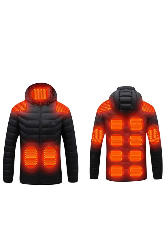 Winter Heated Jacket Men Women 3 Heating Zones Electric Warm Heated Coat Quilted Lightweight Hooded Puffer Jacket Snow Ski Outwear