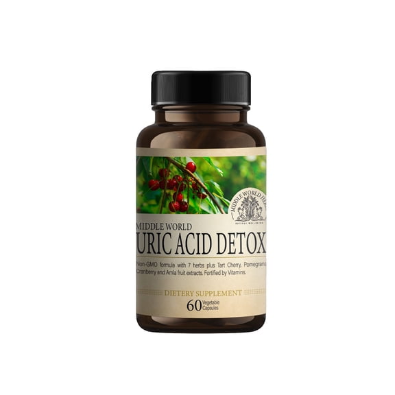 MIDDLE WORLD Uric Acid Cleanse and Detox - Essential Daily Kidney Cleanse and Uric Acid Support for Adults -  and Detox Cleanse with Tart Cherry Extract Capsules ,60 Caps