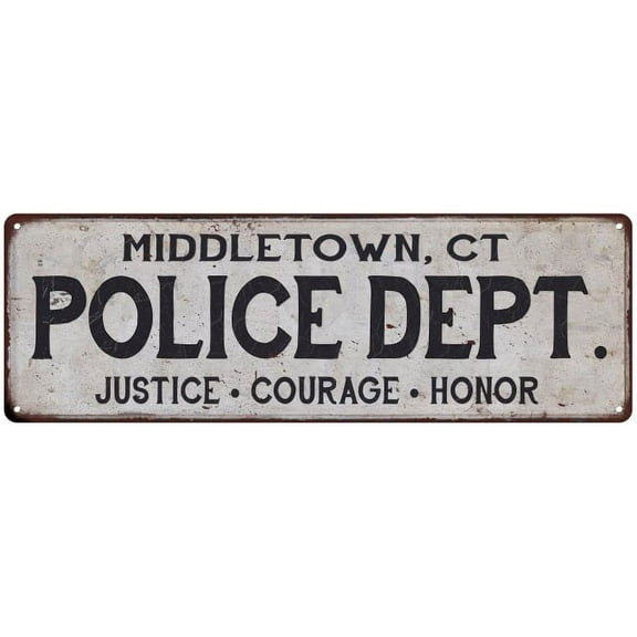 MIDDLETOWN, CT POLICE DEPT. Home Decor Metal Sign Gift 6x18 106180012808