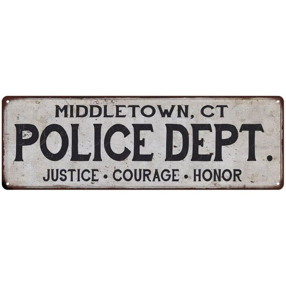 MIDDLETOWN, CT POLICE DEPT. Home Decor Metal Sign Gift 8x24 108240012808