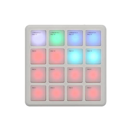 MIDI Controller Drum Pad Wireless Bluetooth MIDI Keyboard 16 Strike Pad Velocity Sensitive, Note Repeat, Full Level Buttons RGB Backlight Portable with Wired USB-C Built-in Battery