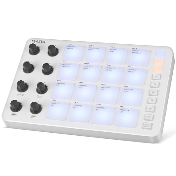 Beat Keyboard Machine White ABS for Music Making with Versatile Knobs and Rgb Pads