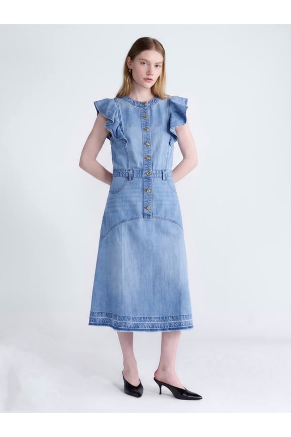 Women's Flutter Sleeve Midi Dress, Sizes XS-XXL