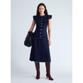thumbnail image 1 of Scoop Women's Midi Dress with Flutter Sleeves, Sizes XS-XXL, 1 of 4