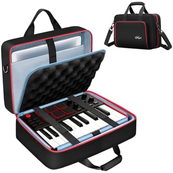MIDI Keyboard Case for AKAI MPK MINI MK3, Carrying Case for Arturia MiniLab 3 with 14 Laptop Compartment, Soft Padded MIDI Controller Keyboard Bag with Handle & Shoulder Strap$$Music