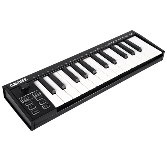 MIDI Keyboard Controller 25-Key USB with 8 Backlit Drum Pads, 8 Knobs, DAW Integration – Black
